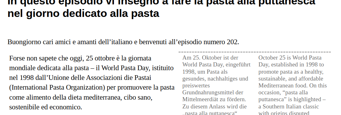 Neues Format der Transscripte mit Deutsch und Englisch