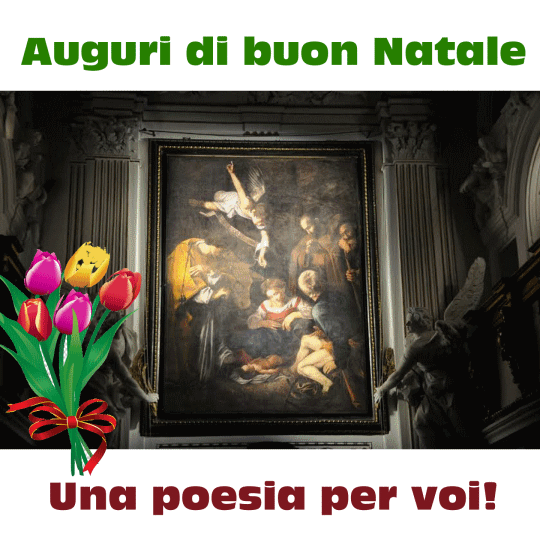 Auguri di Natale - Natività con i Santi Lorenzo e Francesco, Caravaggio